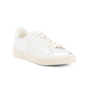 VEJA Silver/white Made In Brazil Leather Campo Chromefree Sneakers